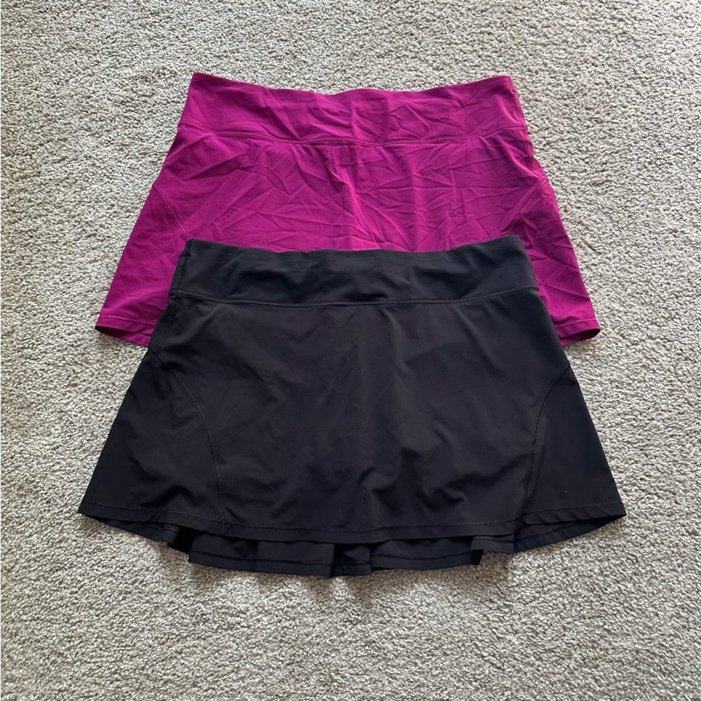 Lululemon Tennis Skirt Bundle Size 10 Tall | Black & Pink | Built-in Shorts